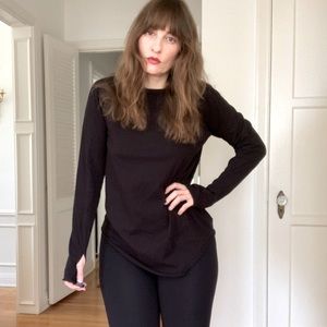 NUNUNU Long Sleeve Black Raw T-Shirt WOMEN’S S